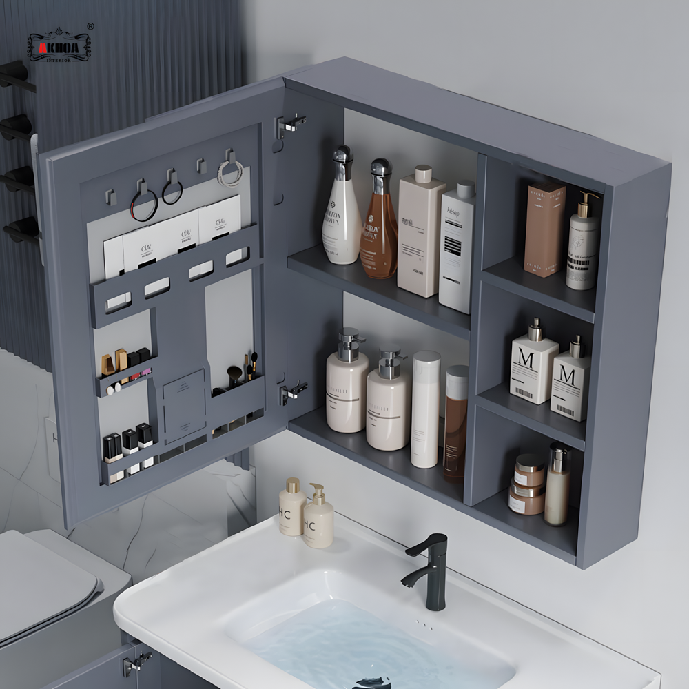 BỘ TỦ GƯƠNG PHÒNG TẮM THÔNG MINH AKHOA PVC04 80CM 4 PVC04 80 04