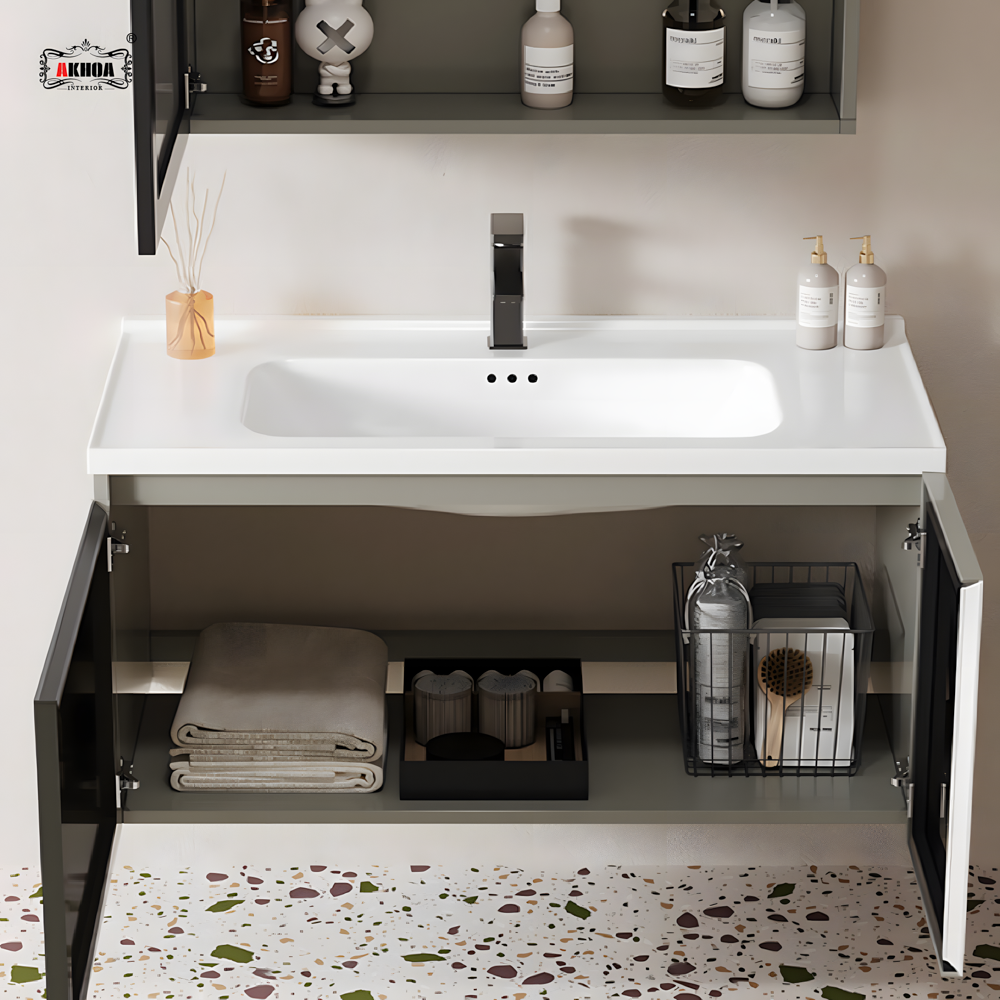 BỘ TỦ GƯƠNG PHÒNG TẮM THÔNG MINH AKHOA PVC04 80CM 3 PVC04 80 05