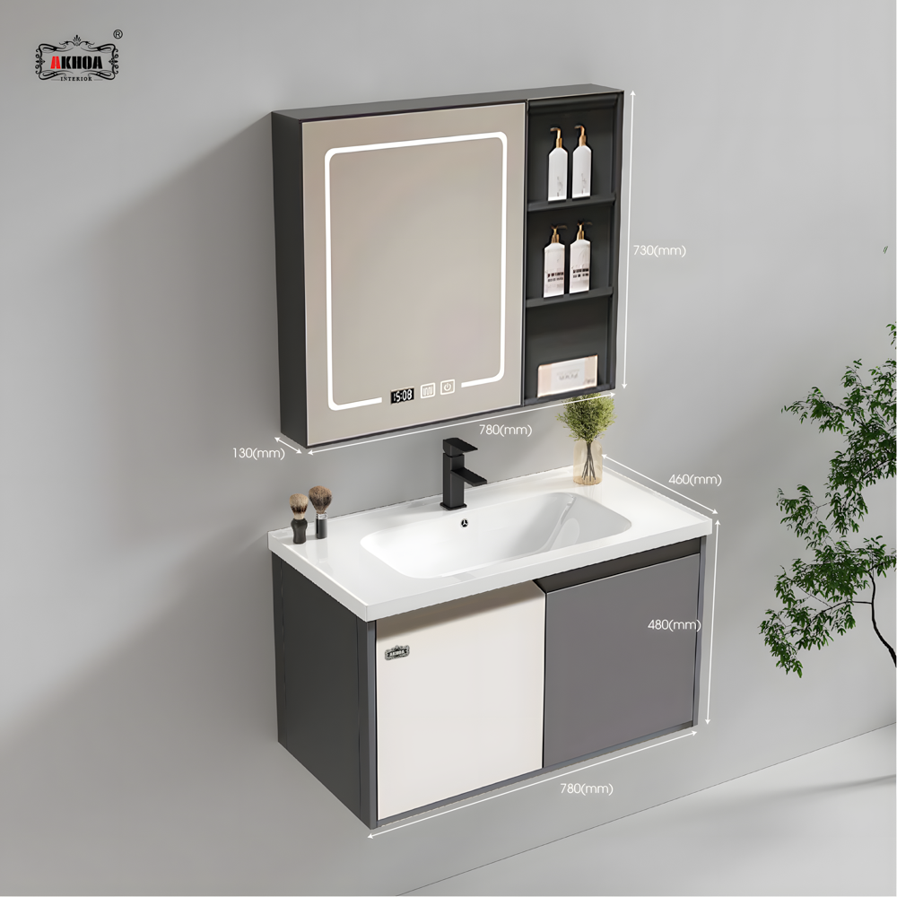 BỘ TỦ GƯƠNG PHÒNG TẮM THÔNG MINH AKHOA PVC04 80CM 2 PVC04 80 06