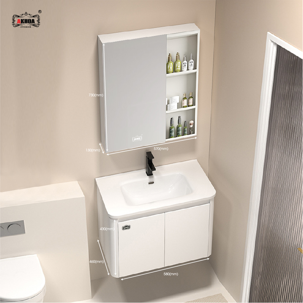 BỘ TỦ GƯƠNG PHÒNG TẮM THÔNG MINH AKHOA PVC01 50 - 80CM 5 PVC01 60 06