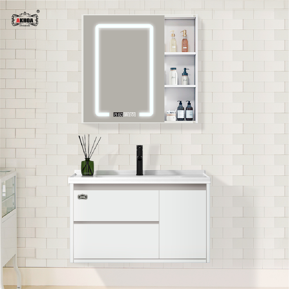 BỘ TỦ GƯƠNG PHÒNG TẮM THÔNG MINH AKHOA PVC02 80CM 2 PVC02 80 15