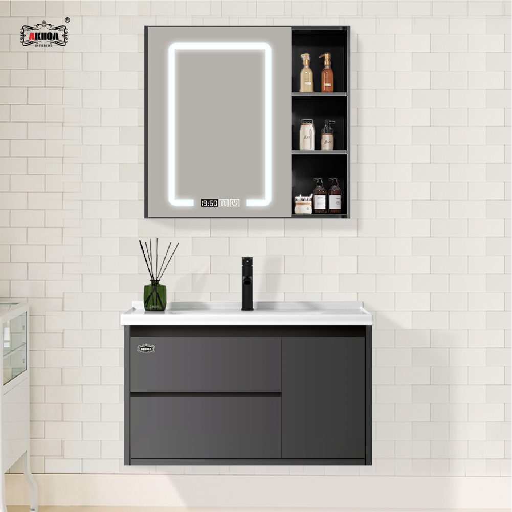 BỘ TỦ GƯƠNG PHÒNG TẮM THÔNG MINH AKHOA PVC02 80CM 5 PVC02 80 17