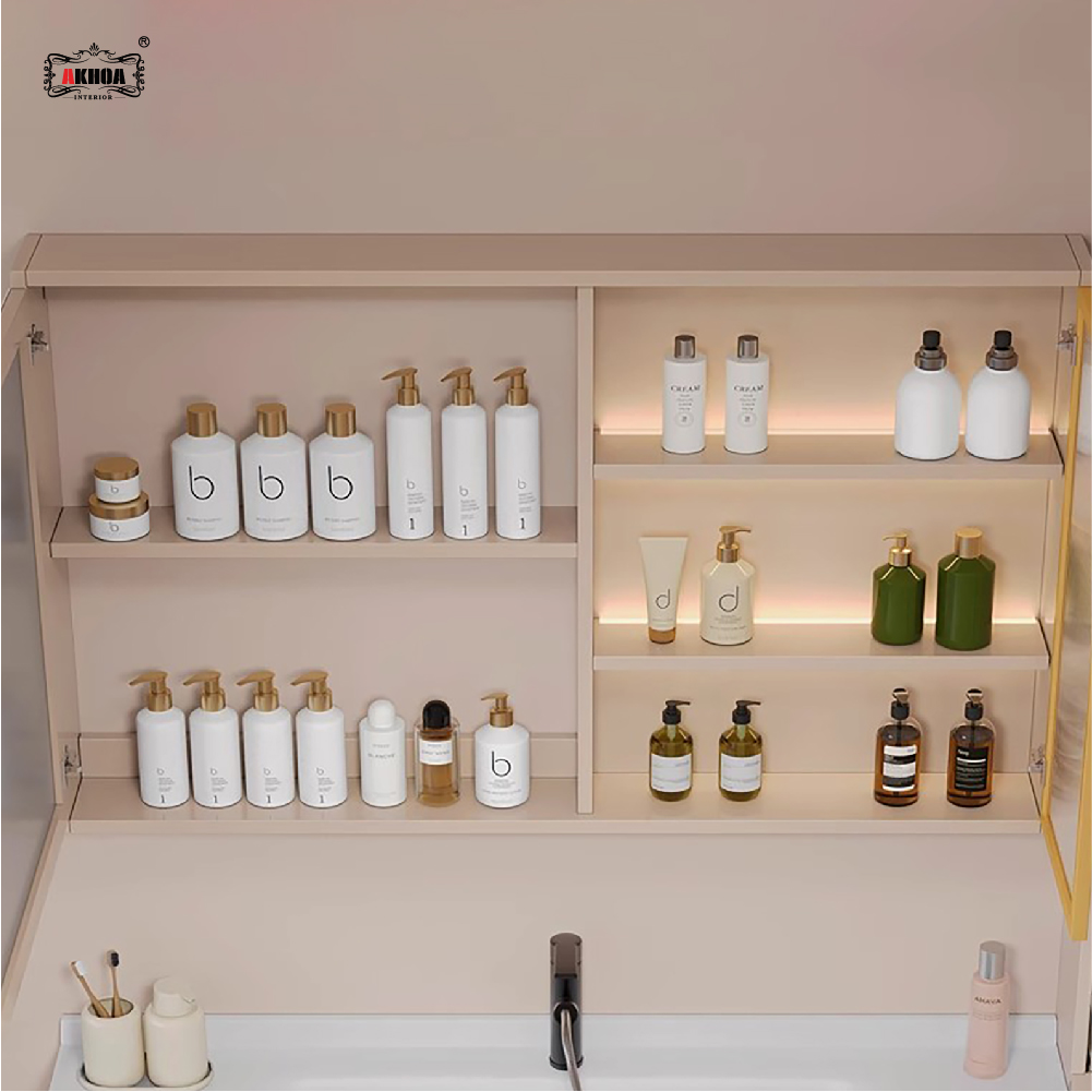 BỘ TỦ GƯƠNG PHÒNG TẮM THÔNG MINH AKHOA PVC03 80CM 3 PVC03 80 04