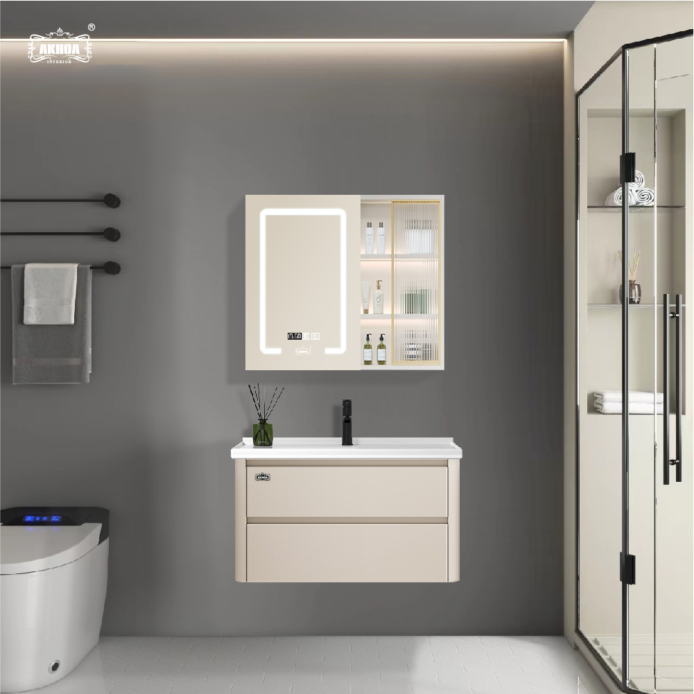 BỘ TỦ GƯƠNG PHÒNG TẮM THÔNG MINH AKHOA PVC03 80CM 1 PVC03 80 15