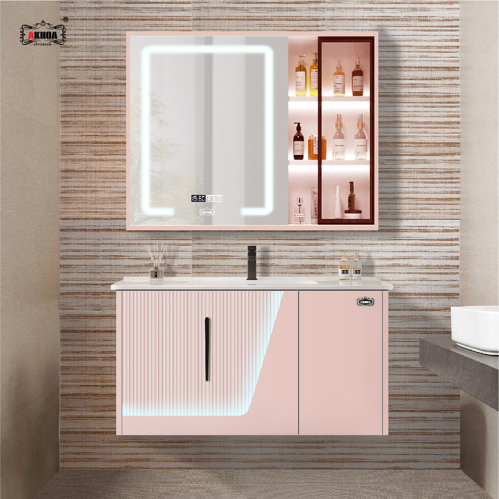 BỘ TỦ GƯƠNG PHÒNG TẮM THÔNG MINH AKHOA PVC13 80CM 3 PVC13 80 15