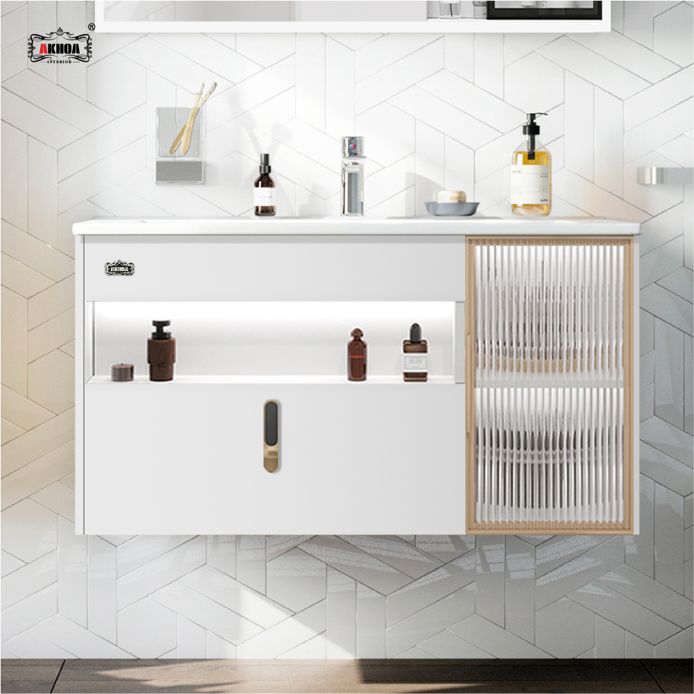 BỘ TỦ GƯƠNG PHÒNG TẮM CAO CẤP AKHOA PVC14 80CM 7 PVC 14 07