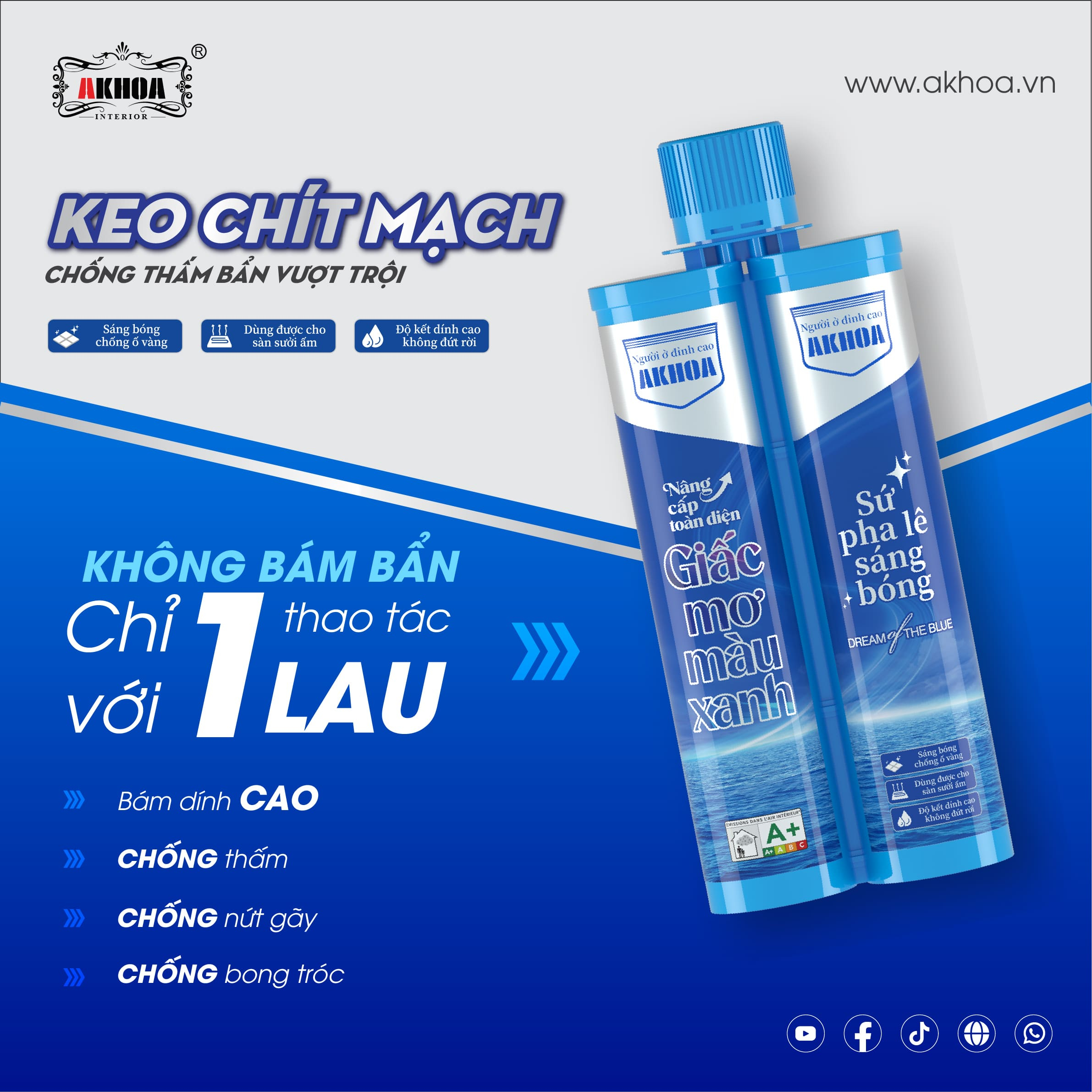 Keo chít mạch 2 thành phần Akhoa 2 keo chit mach akhoa